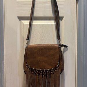 Brown Fringe Crossbody Bag